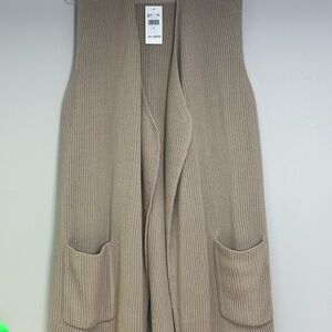 NWT Splendid Beige Open-Front long Cardigan size Large with pockets